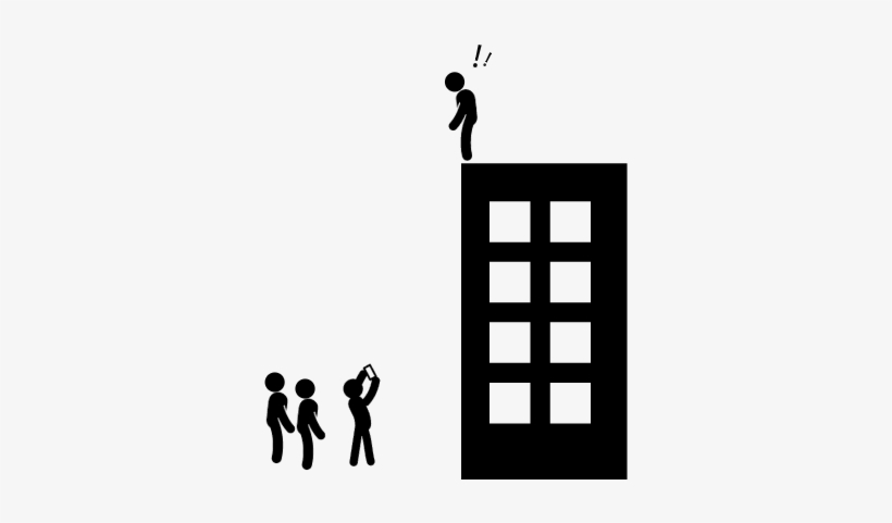 Suicide Man Standing On Top Of A Building And A Group - Icono Suicidio Png, transparent png download
