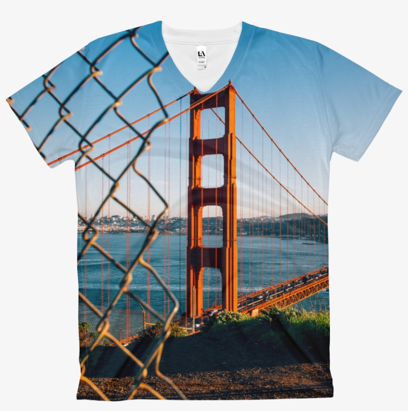 Women's V Neck T Shirt Golden Gate Bridge - Golden Gate Bridge, transparent png download