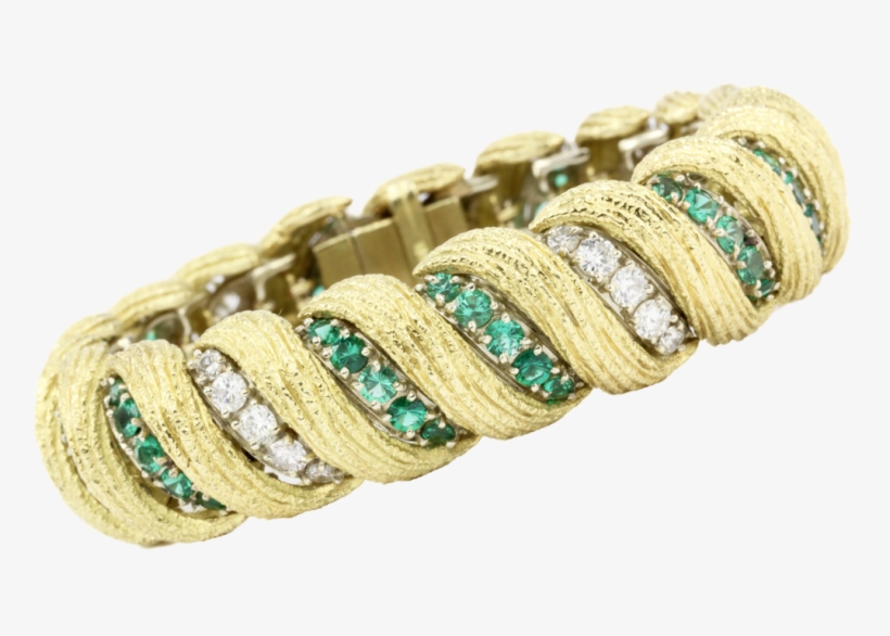 Hammerman Bros 18k Gold Diamond Emerald Barber Pole - Bracelet, transparent png download