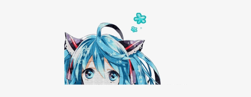 Neko Miku - Hatsune Miku Peeking, transparent png download