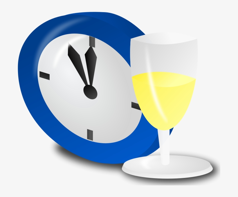 Clock And Champagne - New Years Clock Transparent, transparent png download