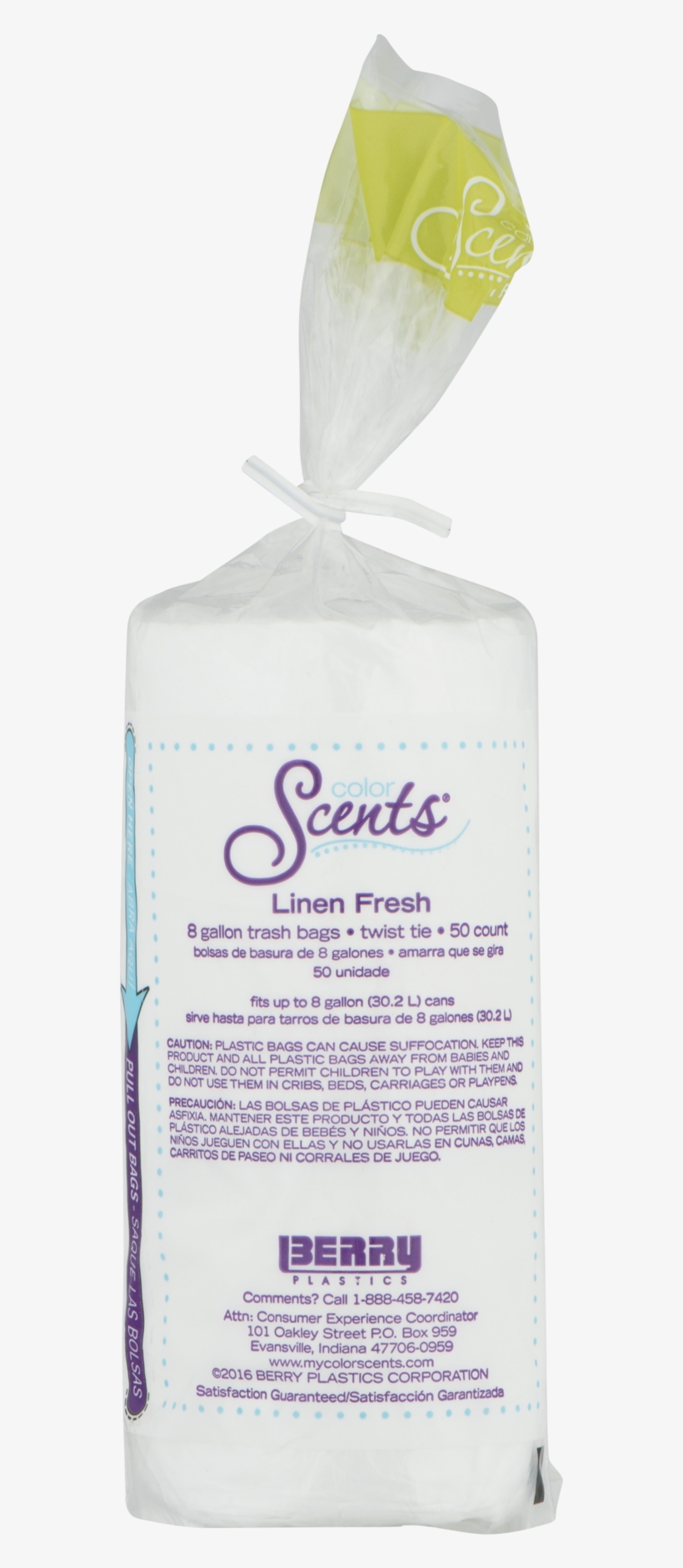 Color Scents Twist Tie Trash Bags, Linen Fresh, 8 Gallon, - Paper Bag, transparent png download