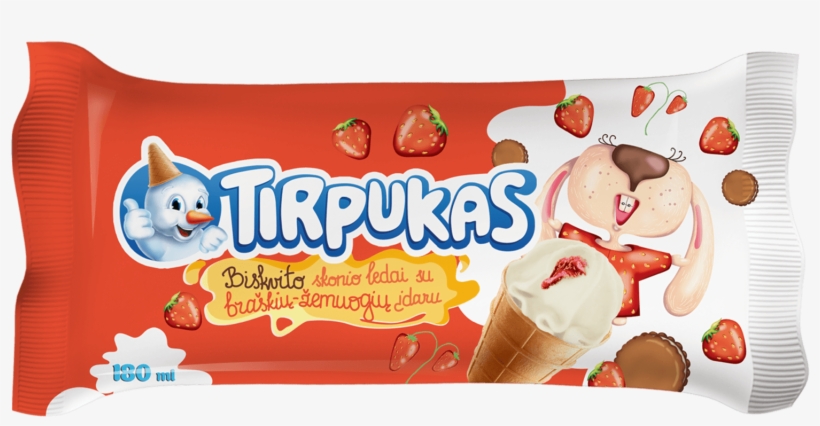 Tirpukas Biscuit Flavoured Ice Cream With Strawberry-wild - Strawberry, transparent png download