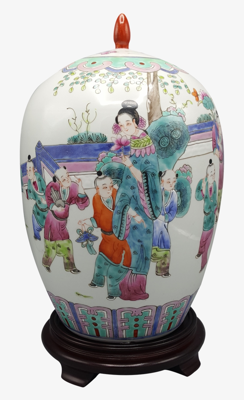 Famille Vert 1000 Children Playing Chinese Porcelain - Green, transparent png download