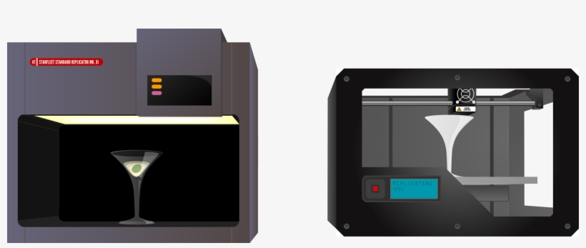 A Replicator From Star Trek And A Contemporary 3d Printer, - 3d Printer Vector Png, transparent png download