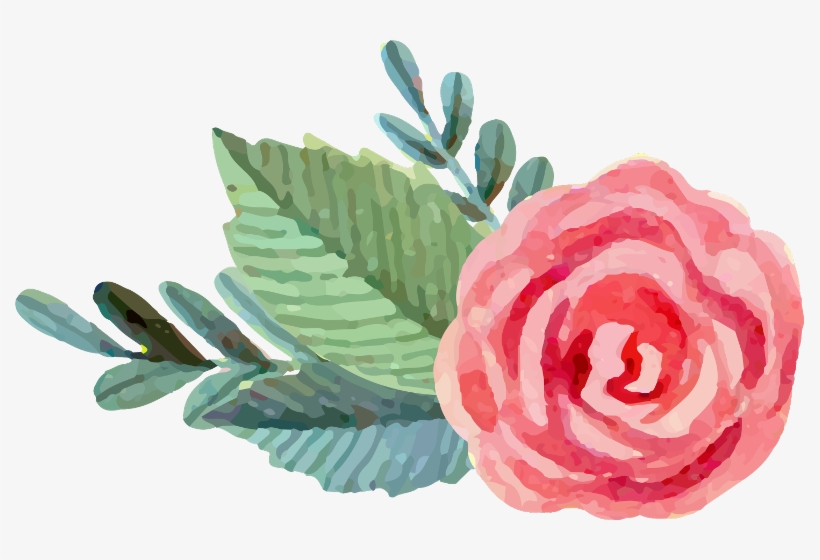 Pink And Green Watercolor Flowers, transparent png download