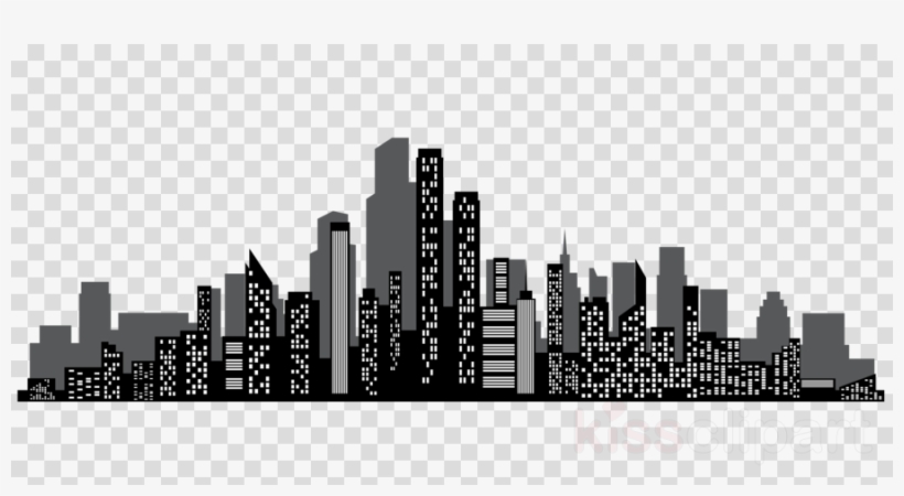 Silhouette Cityscape Clipart Cityscape Skyline Clip - City Silhouette, transparent png download