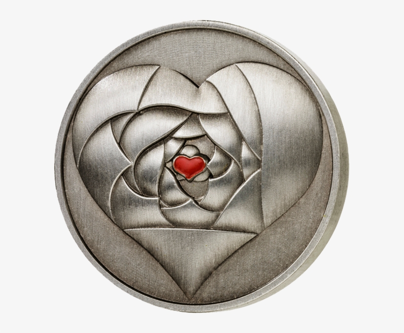 Cook Islands 2016 1$ Rose In Your Heart 1/2 Oz Antique - Silver, transparent png download