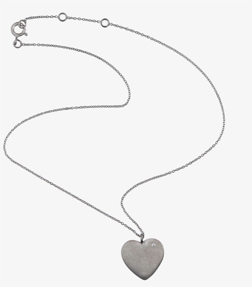 Beautiful Heart Necklace With A White Topaz In Black - Heart, transparent png download