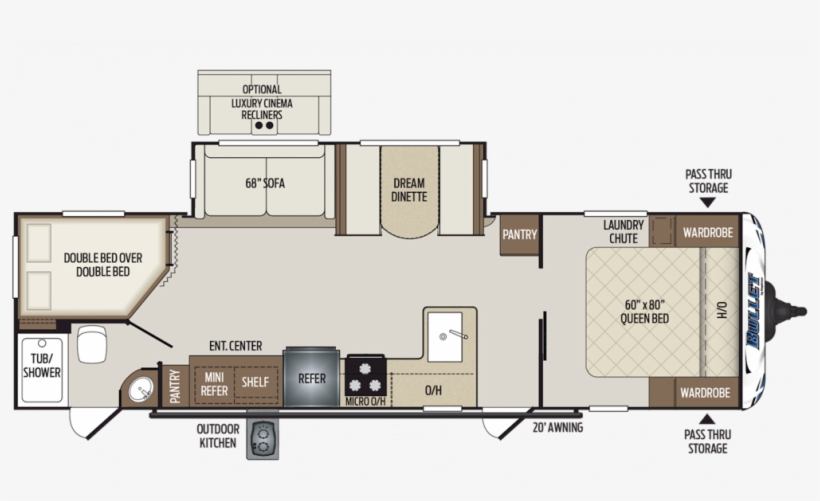 2019 Bullet 290bhs Floor Plan Img - Caravan, transparent png download