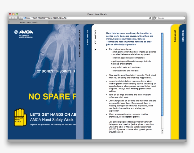 Acca Hand Safety Week Toolbox Page Web Design - Web Page, transparent png download