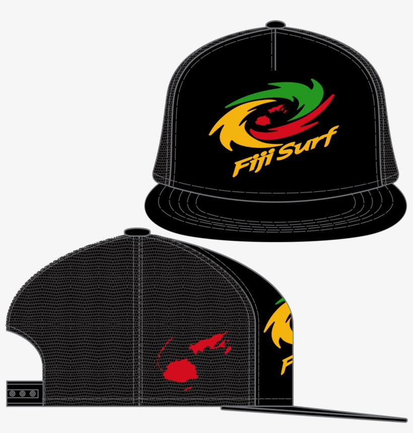 Fiji Surf “cyclone” Rasta Logo Black Snap Back Hat - Snap Back Cap, transparent png download