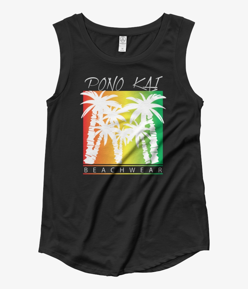 Pono Kai Rasta Palms2 Ladie's Cap Sleeve T-shirt - T-shirt, transparent png download