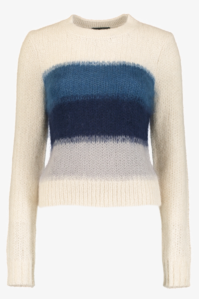 Holland Crop Crewneck Sweater Ivory/blue - Crew Neck, transparent png download