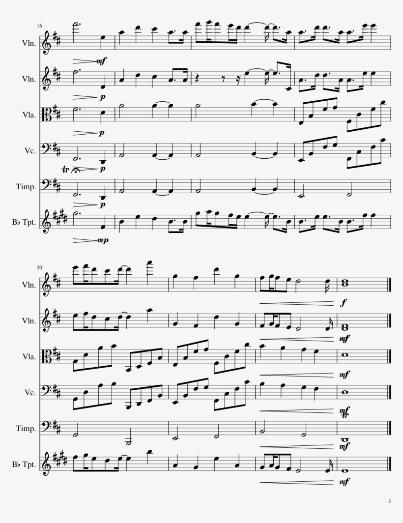 Bgm Theme Three Sheet Music Composed By Arr - Violin, transparent png download