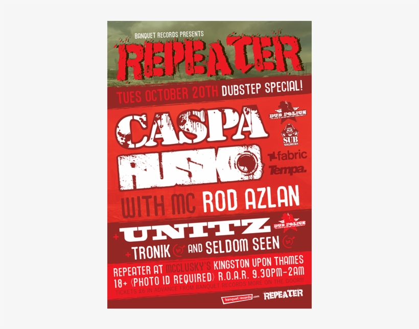 Caspa / Rusko / Repeater Tuesday 20th October At Repeater, - Rusko, transparent png download