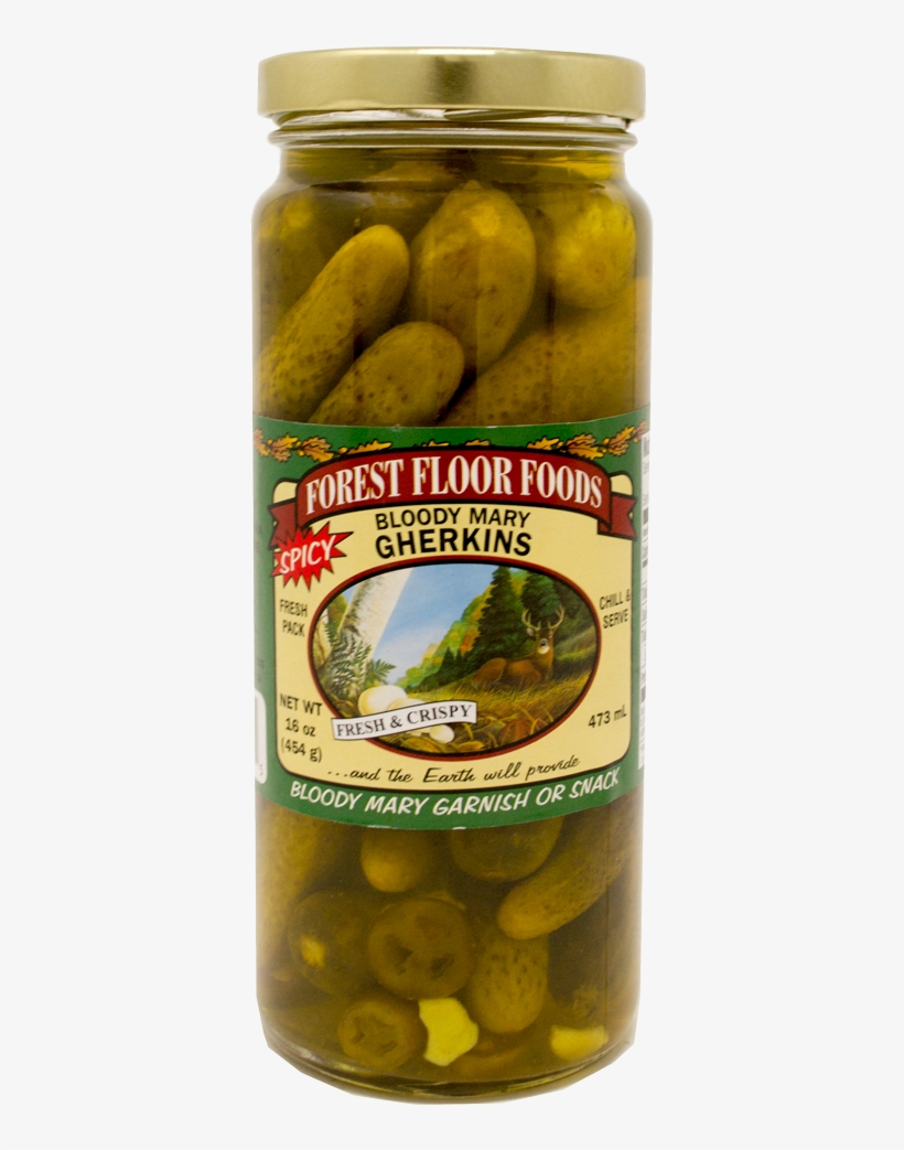 Forest Floor Bloody Mary Gherkins - Forest Floor Foods Garlic Stuffed Spanish Olives, transparent png download
