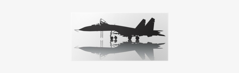 Military Aircraft Vector Silhouette With Reflection - Aircraft, transparent png download