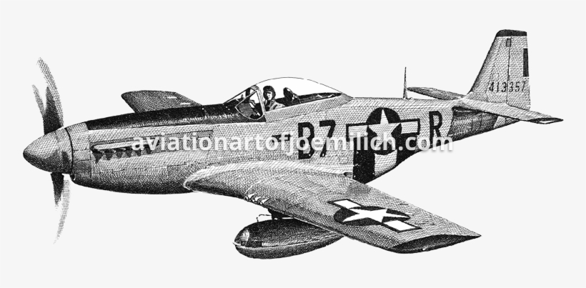 Png Transparent Drawing Army Fighter Jet - P 51 Mustang, transparent png download