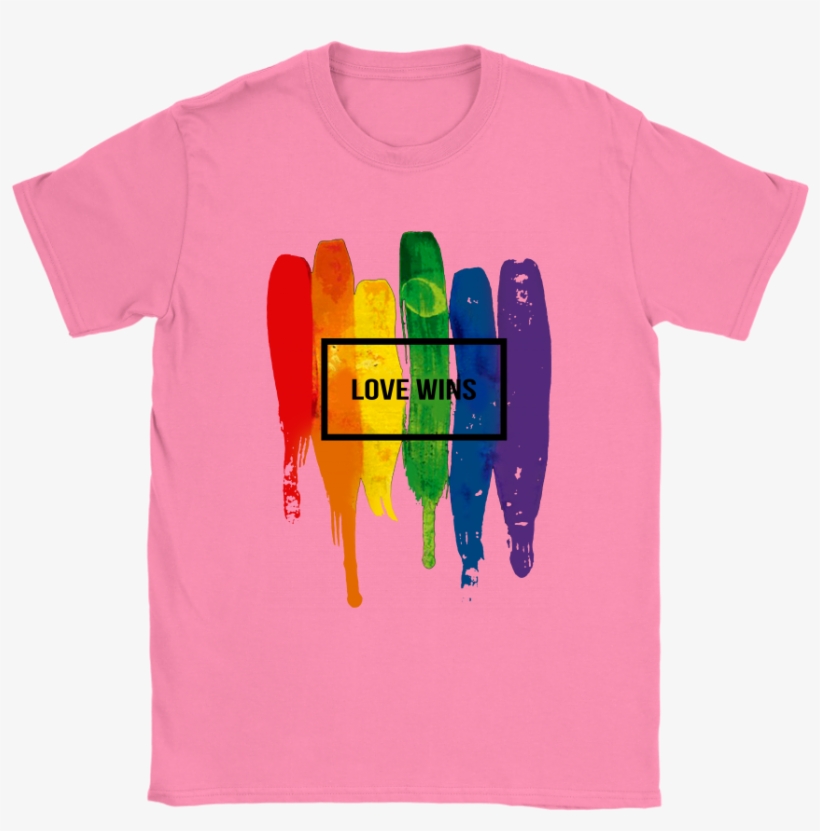 Watercolor Lgbt Love Wins Rainbow Paint Typographic - T-shirt, transparent png download