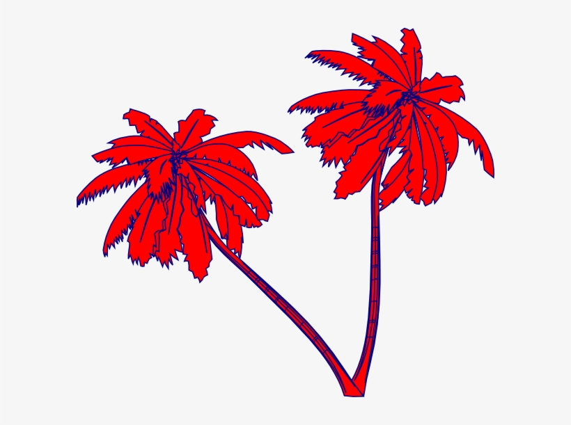 Red And Blue Palm Trees Clip Art At Clker - Transparent Palm Tree Vector Png, transparent png download