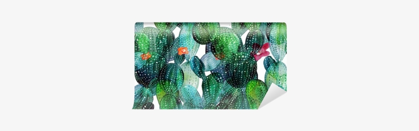 Cactus Pattern In Watercolor Style Vinyl Wall Mural - Watercolor Painting, transparent png download