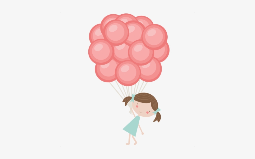 Girl Holding Balloons Svg Cutting Files For Scrapbooking - Girl With Balloons Png, transparent png download