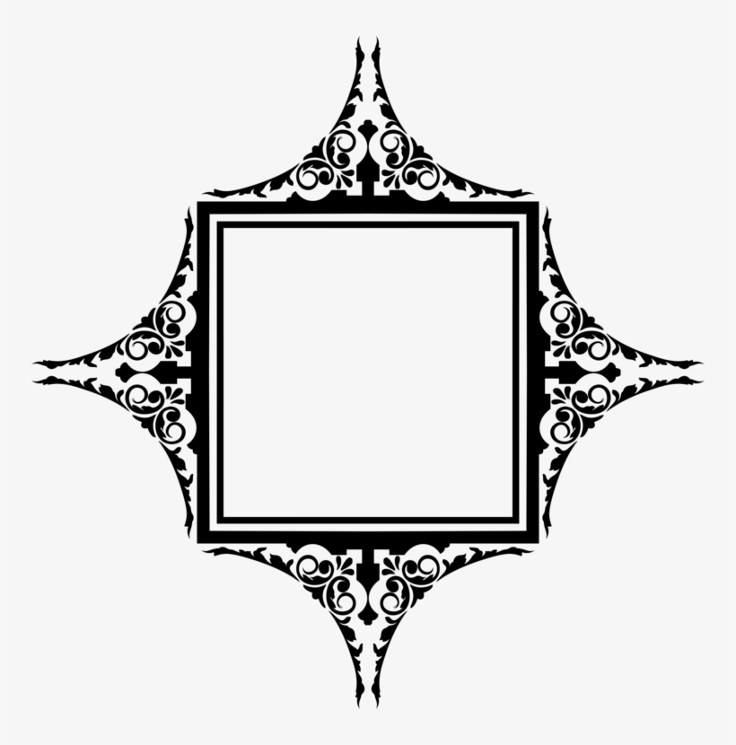 Decorative Borders Baroque Ornament Black And White - Clip Art, transparent png download