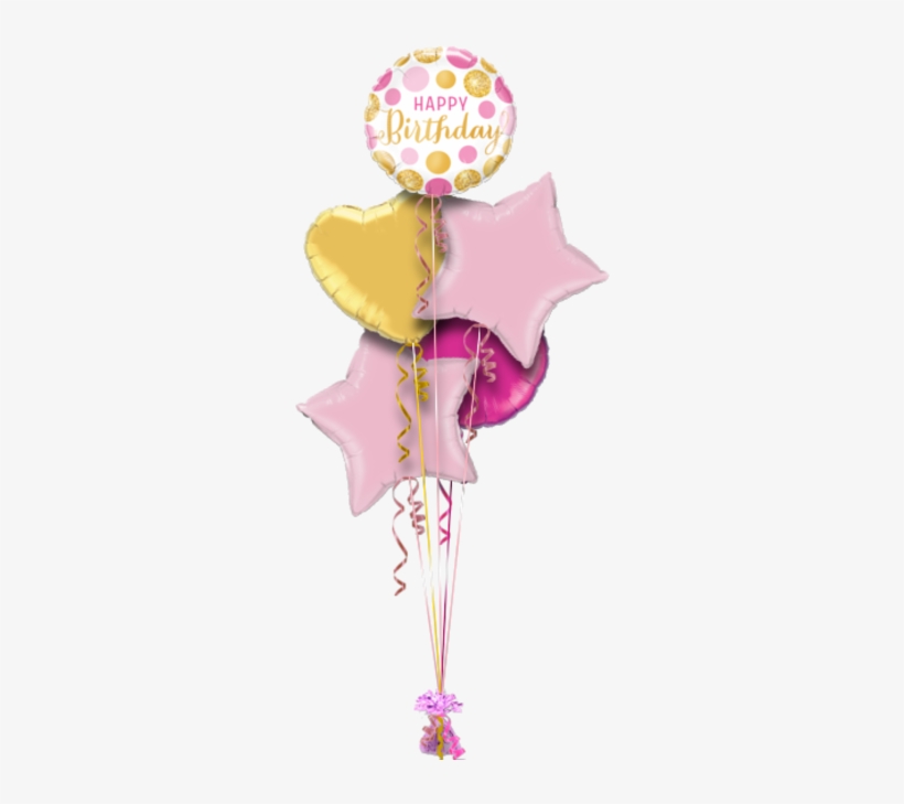 Birthday Pink And Gold Dots Birthday Balloon - Rapunzel Crown Princess Balloon Birthday Party Supplies, transparent png download