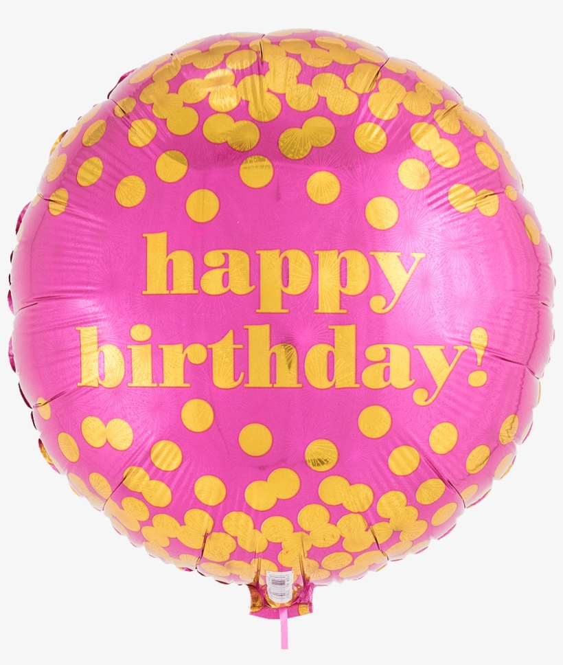 Happy Birthday Gold Dots - 18" Happy Birthday Pink Confetti Gold Dots - Mylar, transparent png download