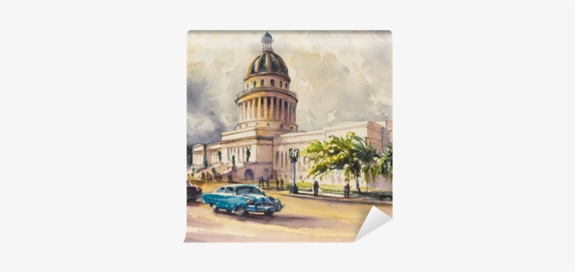 Old Classic American Cars Rides In Front Of The Capitol - Akwarele Z Hawany, transparent png download