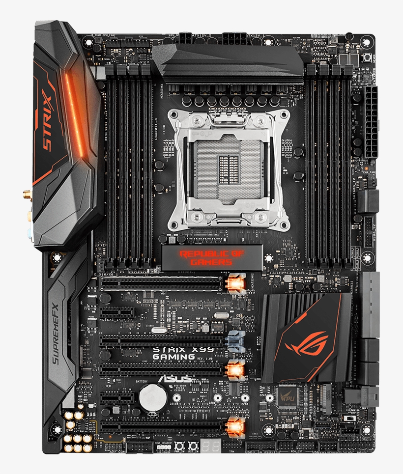 Advanced Fan And Water-pump Controls For Ultimate Cooling - Asus Rog Strix X99 Gaming Atx Motherboard - Lga2011-v3, transparent png download