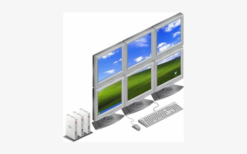 Image Showing Three Sun Ray Clients, With Six Monitors, - Laptop, transparent png download