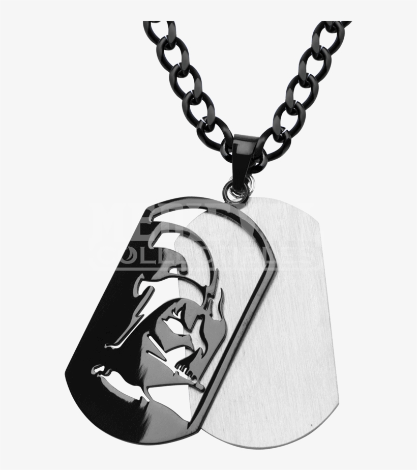 Darth Vader Dog Tag Pendant With Chain - Mens Yellow And White Gold Necklace, transparent png download