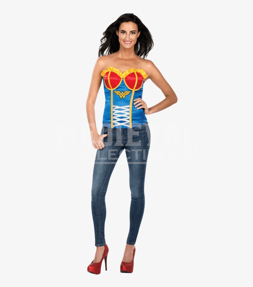 Adult Wonder Woman Costume Corset - Halloween Hero Costumes Corsets, transparent png download