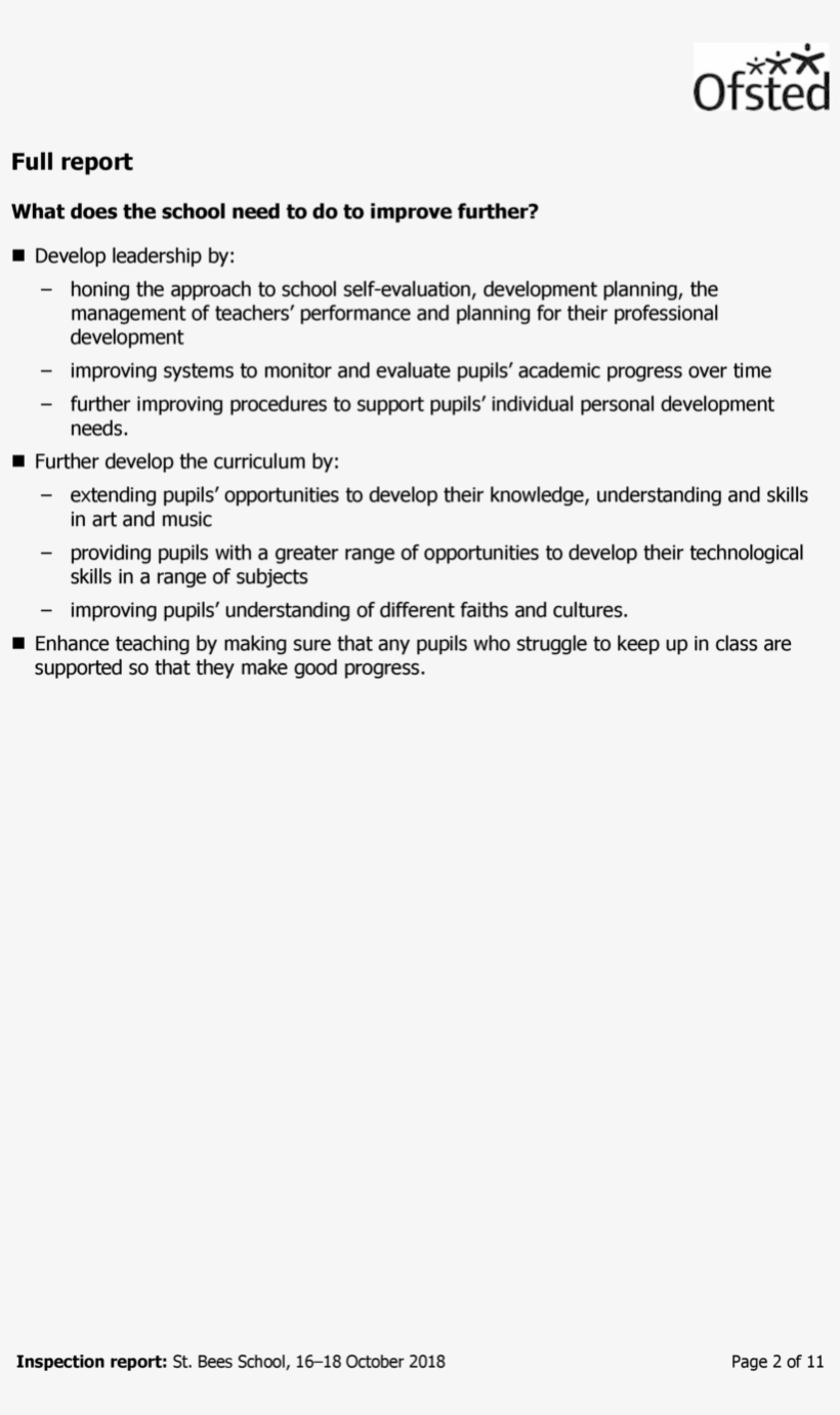 Full Report What Does The School Need To Do To Improve - Ofsted, transparent png download