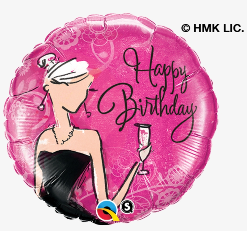 Happy Birthday Lady In Black Dress Foil Balloon - Pink 'happy Birthday' Black Dress Foil Balloon, transparent png download