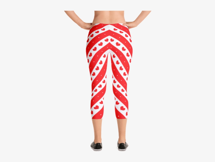 Red And White Stripes With Romantic Hearts Capri Leggings - Halloween Emojis Leggings Halloween Leggings Halloween, transparent png download