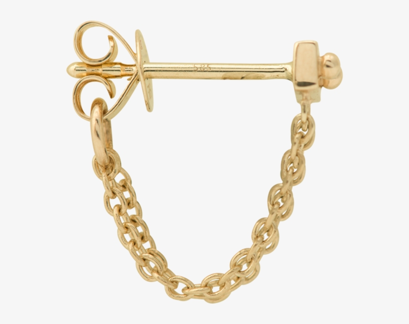 Single Rivet Chain Earring - Anna + Nina Enkel Rivet Two Chain Oorsteker Van 14k, transparent png download