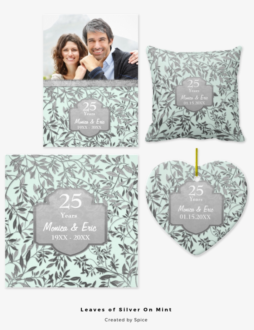 Lovely 25th Wedding Anniversary Plate With Elegant - Throw Pillow, transparent png download