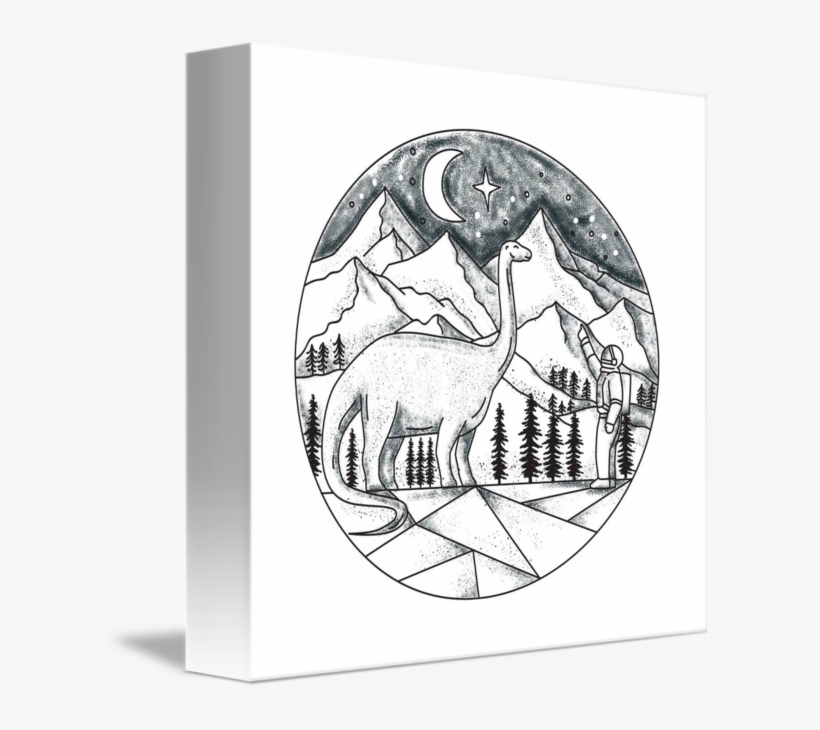 Banner Freeuse Library Brontosaurus Astronaut Mountains - Tattoo Mountains, transparent png download