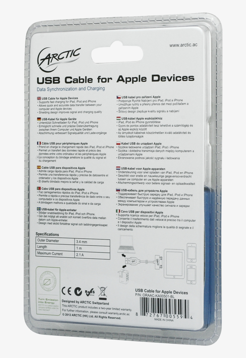 Arctic - Arctic - Charging / Data Cable - White - 1 M - M 4, transparent png download