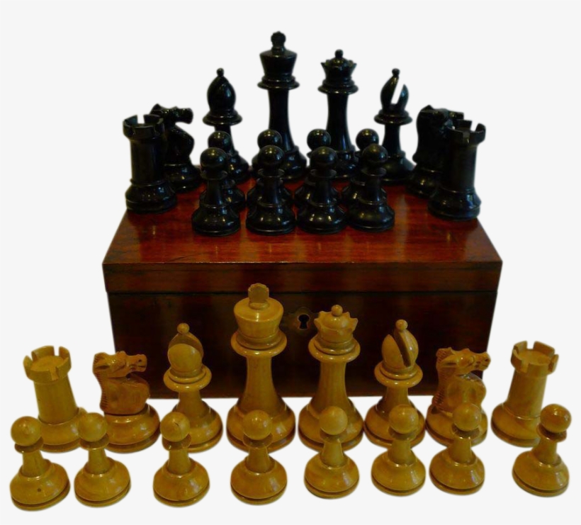 Antique English Weighted Boxwood Chess Set With Storage - Chess, transparent png download