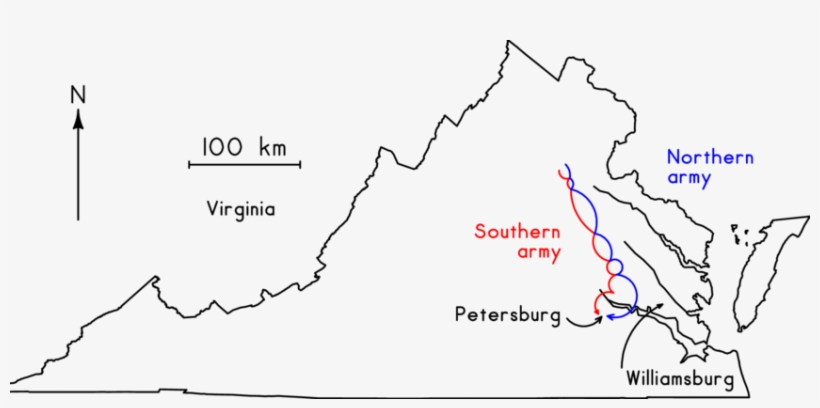 The Red Line Indicates The Path Of The Southern Army - Diagram, transparent png download