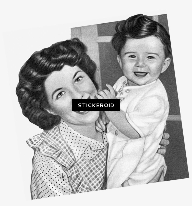 Vintage Mother And Son - Vintage Mamma-und Kinderbaby-schwarzweiss-dusche Papierserviette, transparent png download