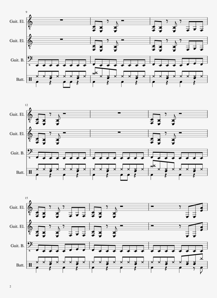 Lg-36780202 Sheet Music 2 Of 18 Pages - Symphony Of Destruction Sheet Music, transparent png download
