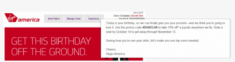 Virgin America Segmentation Example For Birthdays - Virgin America Segmentation, transparent png download