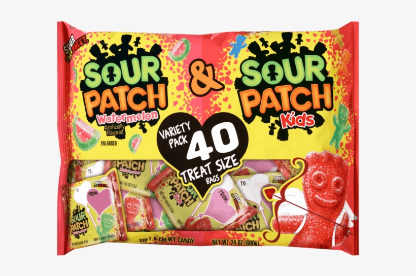 00 For Sour Patch Kids Valentine's Treat Size Variety - Sour Patch Variety Soft Candy 0.6 Oz, 40 Ct, transparent png download