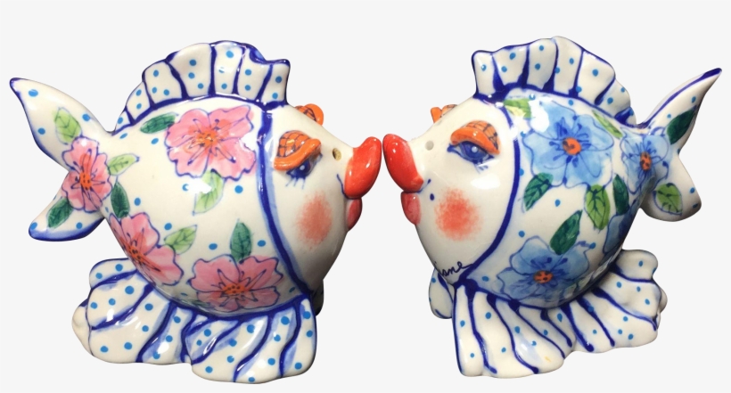 Diane Artware Kissing Caricature Fish Salt Pepper Shakers - Flea Market, transparent png download