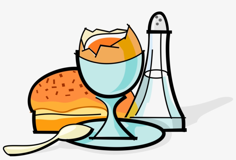 Boiled Egg With Salt Shaker And Muffin - Breakfast, transparent png download